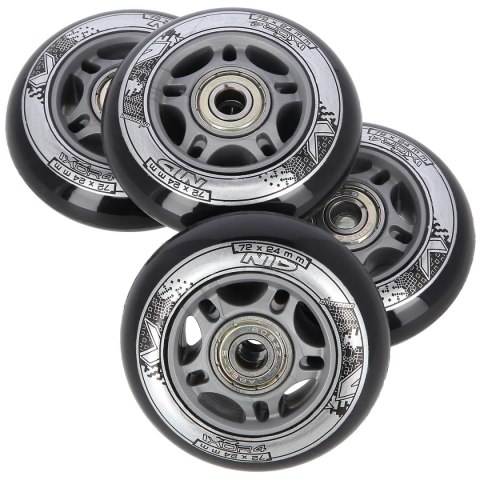 PU 72x24 82A CZARNE (4 szt.) + ABEC-9 (8 szt.) ZESTAW NILS EXTREME NILS EXTREME PU 72x24 82A CZARNE (4 szt.) + ABEC-9 (8 szt.) ZESTAW NILS EXTREME NILS EXTREME
