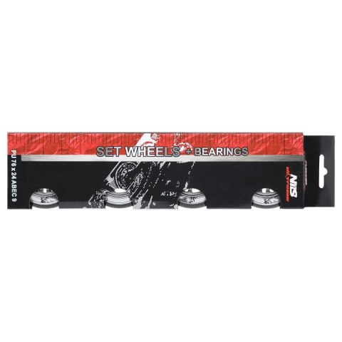 PU 76x24 82A CZARNE (4 szt.) + ABEC-9 (8 szt.) ZESTAW NILS EXTREME NILS EXTREME PU 76x24 82A CZARNE (4 szt.) + ABEC-9 (8 szt.) ZESTAW NILS EXTREME NILS EXTREME