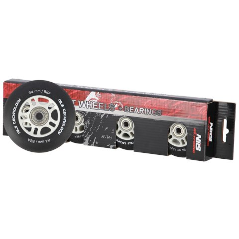PU 84x24 82A CZARNE MATOWE (4 szt.) + ABEC-9 CHROME (8 szt.) ZESTAW NILS EXTREME NILS EXTREME PU 84x24 82A CZARNE MATOWE (4 szt.) + ABEC-9 CHROME (8 szt.) ZESTAW NILS EXTREME NILS EXTREME