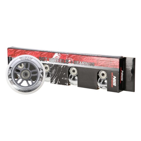 PU 90x24 82A BIAŁE (4 szt.) + ABEC-7 CHROME (8 szt.) ZESTAW NILS EXTREME NILS EXTREME PU 90x24 82A BIAŁE (4 szt.) + ABEC-7 CHROME (8 szt.) ZESTAW NILS EXTREME NILS EXTREME