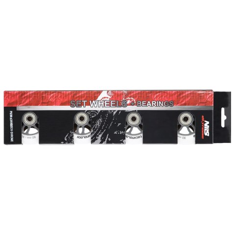 PU 90x24 82A BIAŁE MATOWE (4 szt.) + ABEC-9 CHROME (8 szt.) ZESTAW NILS EXTREME NILS EXTREME PU 90x24 82A BIAŁE MATOWE (4 szt.) + ABEC-9 CHROME (8 szt.) ZESTAW NILS EXTREME NILS EXTREME