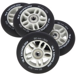 PU 90x24 82A CZARNE MATOWE (4 szt.) + ABEC-9 CHROME (8 szt.) ZESTAW NILS EXTREME NILS EXTREME