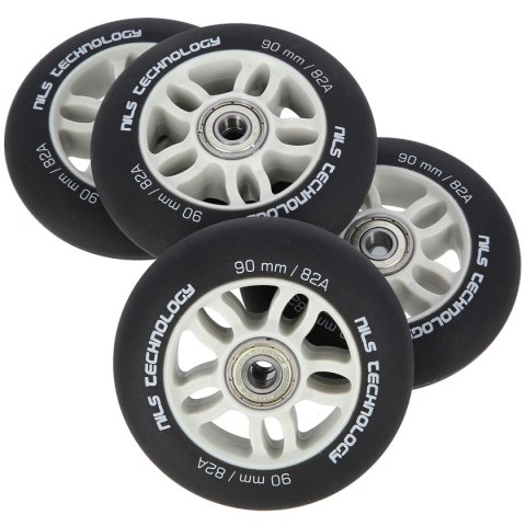 PU 90x24 82A CZARNE MATOWE (4 szt.) + ABEC-9 CHROME (8 szt.) ZESTAW NILS EXTREME NILS EXTREME PU 90x24 82A CZARNE MATOWE (4 szt.) + ABEC-9 CHROME (8 szt.) ZESTAW NILS EXTREME NILS EXTREME
