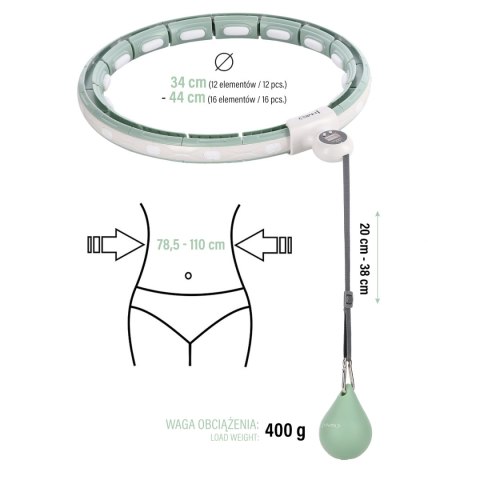 HHM15 HULA HOP GREEN Z MAGNESEM I OBCIĄŻNIKIEM + LICZNIK HMS HMS HHM15 HULA HOP GREEN Z MAGNESEM I OBCIĄŻNIKIEM + LICZNIK HMS HMS