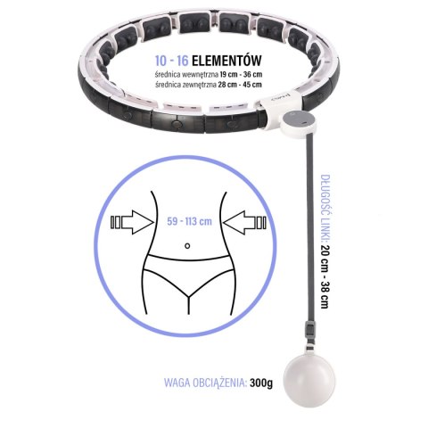 HHM16 HULA HOP WHITE Z MAGNESAMI I OBCIĄŻNIKIEM + LICZNIK HMS HMS HHM16 HULA HOP WHITE Z MAGNESAMI I OBCIĄŻNIKIEM + LICZNIK HMS HMS
