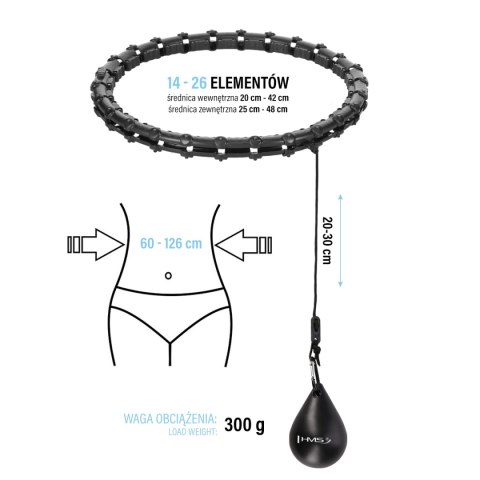 ZESTAW HULA HOP HHW11 BLACK Z WYPUSTKAMI I OBCIĄŻNIKIEM + PAS BR163 BLACK PLUS SIZE HMS HMS ZESTAW HULA HOP HHW11 BLACK Z WYPUSTKAMI I OBCIĄŻNIKIEM + PAS BR163 BLACK PLUS SIZE HMS HMS