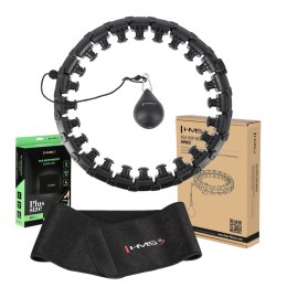 ZESTAW HULA HOP HHW12 BLACK Z WYPUSTKAMI I OBCIĄŻNIKIEM HMS + PAS BR163 BLACK PLUS SIZE HMS