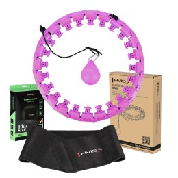 ZESTAW HULA HOP HHW12 VIOLET Z WYPUSTKAMI I OBCIĄŻNIKIEM HMS + PAS BR163 BLACK PLUS SIZE HMS