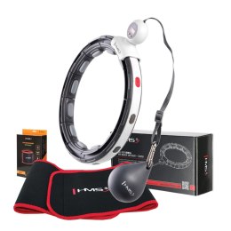 ZESTAW HULA HOP MAGNETYCZNY BLACK HHM15 Z LICZNIKIEM HMS + PAS WYSZCZUPLAJĄCY BR163 RED HMS