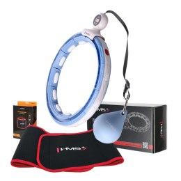 ZESTAW HULA HOP MAGNETYCZNY BLUE HHM15 Z LICZNIKIEM HMS + PAS WYSZCZUPLAJĄCY BR163 RED HMS