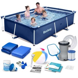 Basen ogrodowy stelażowy 259x170x61 cm zestaw 15w1 Bestway