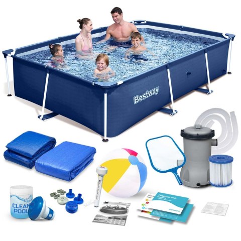 Basen ogrodowy stelażowy 259x170x61 cm zestaw 15w1 Bestway Basen ogrodowy stelażowy 259x170x61 cm zestaw 15w1 Bestway