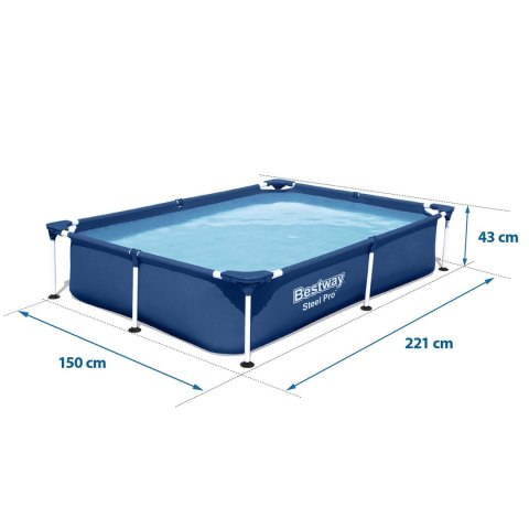 Basen prostokątny stelażowy 221x150x43 cm 16w1 Bestway Basen prostokątny stelażowy 221x150x43 cm 16w1 Bestway