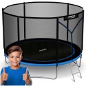 TRAMPOLINA OGRODOWA CZARNO/CZERWONA ROZMIAR 252 CM Z SIATKA ZEWNĘTRZNĄ I DRABINKĄ