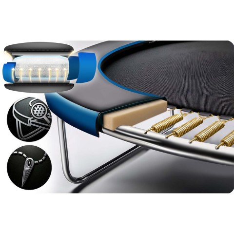 TRAMPOLINA OGRODOWA CZARNO/NIEBIESKA ROZMIAR 312 CM Z SIATKĄ ZEWNĘTRZNĄ I DRABINKĄ TRAMPOLINA OGRODOWA CZARNO/NIEBIESKA ROZMIAR 312 CM Z SIATKĄ ZEWNĘTRZNĄ I DRABINKĄ