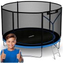 TRAMPOLINA OGRODOWA CZARNO/NIEBIESKA ROZMIAR 312 CM Z SIATKĄ ZEWNĘTRZNĄ I DRABINKĄ