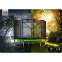TRAMPOLINA OGRODOWA CZARNO/ZIELONA ROZMIAR 252 CM Z SIATKĄ ZEWNĘTRZNĄ I DRABINKĄ