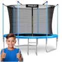 TRAMPOLINA OGRODOWA NIEBIESKA ROZMIAR 183 CM Z SIATKĄ WEWNĘTRZNĄ I DRABINKĄ
