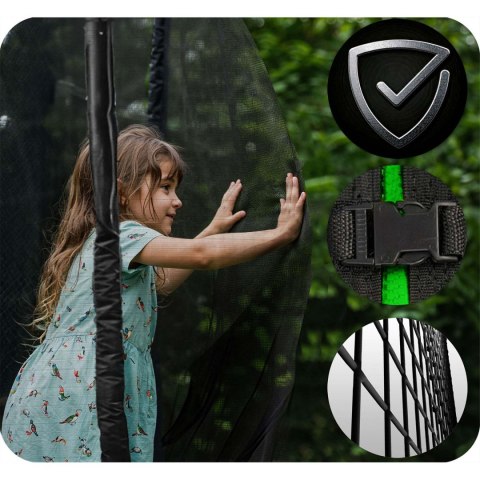 TRAMPOLINA OGROWA CZARNO/ZIELONA ROZMIAR 374 CM Z SIATKĄ ZEWNĘTRZNĄ I DRABINKĄ TRAMPOLINA OGROWA CZARNO/ZIELONA ROZMIAR 374 CM Z SIATKĄ ZEWNĘTRZNĄ I DRABINKĄ
