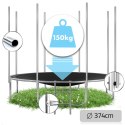 TRAMPOLINA OGROWA CZARNO/CZERWONA ROZMIAR 374 CM Z SIATKĄ ZEWNĘTRZNĄ I DRABINKĄ