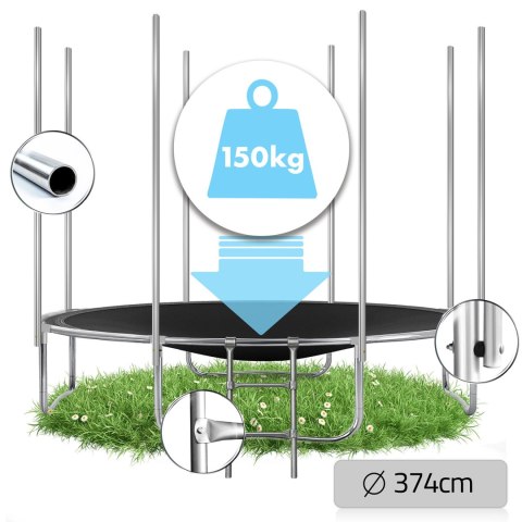 TRAMPOLINA OGROWA CZARNO/CZERWONA ROZMIAR 374 CM Z SIATKĄ ZEWNĘTRZNĄ I DRABINKĄ TRAMPOLINA OGROWA CZARNO/CZERWONA ROZMIAR 374 CM Z SIATKĄ ZEWNĘTRZNĄ I DRABINKĄ