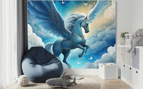 Fototapeta, Błękitny jednorożec - 200x140 Fototapeta, Błękitny jednorożec - 200x140