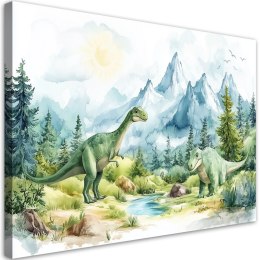 Obraz dla chłopca, Dinozaury Prehistoryczne Gady Pejzaż Zielony - 90x60