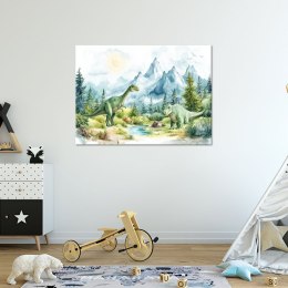 Obraz dla chłopca, Dinozaury Prehistoryczne Gady Pejzaż Zielony - 90x60