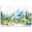 Obraz dla chłopca, Dinozaury Prehistoryczne Gady Pejzaż Zielony - 90x60
