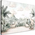 Obraz dla dzieci do pokoju, Dinozaury Jurajski świat w pastelach - 90x60
