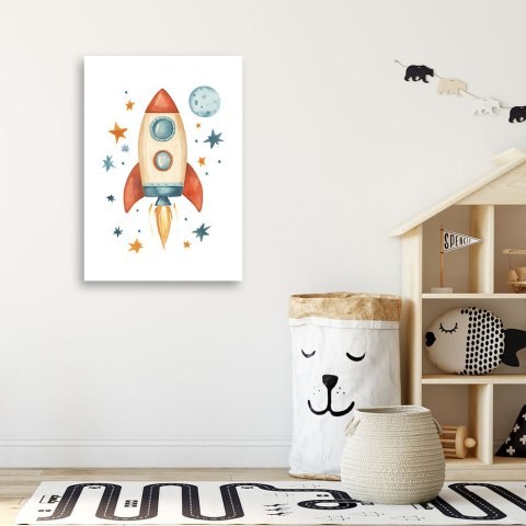Obraz do pokoju dziecięcego, Kolorowa Rakieta Kosmos - 40x60 Obraz do pokoju dziecięcego, Kolorowa Rakieta Kosmos - 40x60