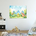 Obraz do pokoju dziecięcego, Śmieszne Dinozaury Kolorowe - 100x70