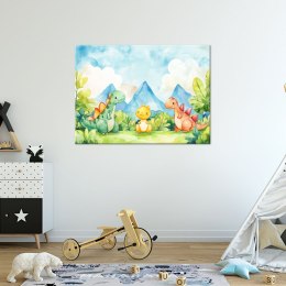 Obraz do pokoju dziecięcego, Śmieszne Dinozaury Kolorowe - 90x60