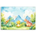 Obraz do pokoju dziecięcego, Śmieszne Dinozaury Kolorowe - 90x60