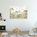 Obraz do pokoju dziecięcego, Wesołe Dinozaury Pejzaż górski - 90x60