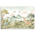 Obraz do pokoju dziecięcego, Wesołe Dinozaury Pejzaż górski - 90x60