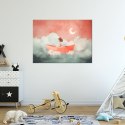 Obraz do pokoju dziecka, Dziewczynka w łódce w chmurach - 90x60