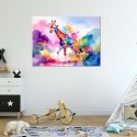 Obraz do pokoju dziecka, Kolorowa Żyrafa Afryka Akwarela - 90x60