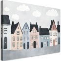 Obraz do pokoju dziecka, Kolorowe domy miasto - 100x70