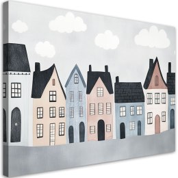 Obraz do pokoju dziecka, Kolorowe domy miasto - 100x70