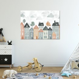Obraz do pokoju dziecka, Kolorowe domy miasto - 60x40