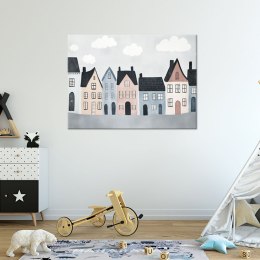 Obraz do pokoju dziecka, Kolorowe domy miasto - 60x40