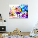 Obraz do pokoju dziecka, Kolorowy Lew w dżungli Akwarela - 90x60