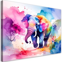 Obraz do pokoju dziecka, Kolorowy Słoń Safari Akwarela - 120x80