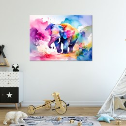 Obraz do pokoju dziecka, Kolorowy Słoń Safari Akwarela - 60x40