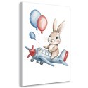Obraz do pokoju dziecka, Królik w samolocie z balonikami - 40x60