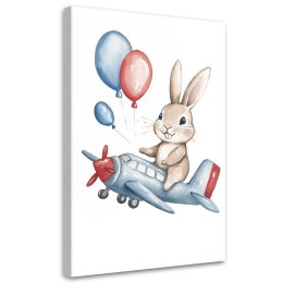 Obraz do pokoju dziecka, Królik w samolocie z balonikami - 40x60