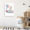 Obraz do pokoju dziecka, Królik w samolocie z balonikami - 40x60