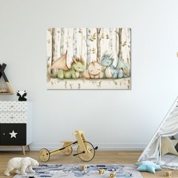 Obraz do pokoju dziecka, Małe Smoki Zwierzęta w lesie - 60x40