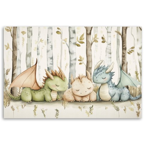 Obraz do pokoju dziecka, Małe Smoki Zwierzęta w lesie - 90x60 Obraz do pokoju dziecka, Małe Smoki Zwierzęta w lesie - 90x60